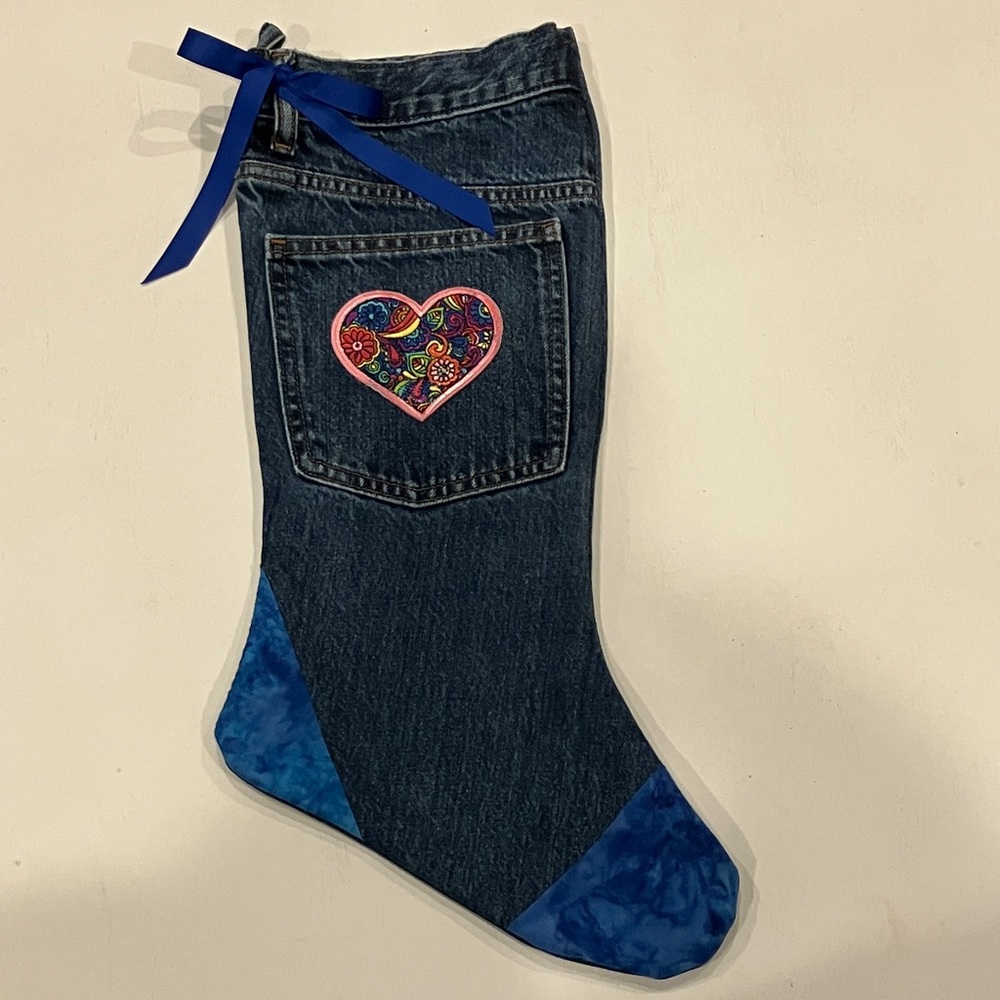Blue Denim Jeans with Heart Patch - Picture 1 of 4